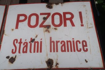 Plechová cedule - POZOR Státní hranice 4ks - 4