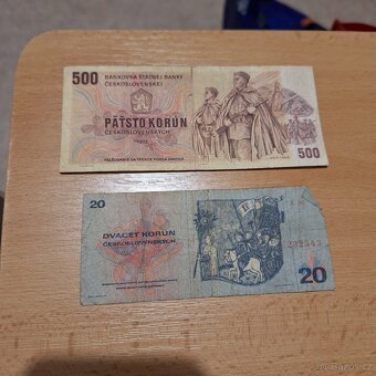 Bankovky i různé minceČeskoslovensko 10,20,100 a 500 Kčs - 4