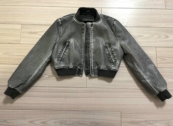 Made in Italy šedý kožený bomber, nový - 4