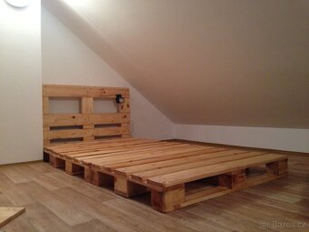 Postel z palet (225x120cm) + futon kokos a bavlna s potahem - 4
