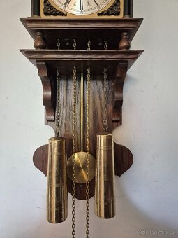 Staré nástěnné závažové hodiny - funkční - 4