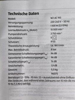 Prodám NEPOUŽITÝ kufříkový kompresor Workzone -8 bar. - 4