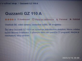 2ks úplně stejné: Šicí stroj: GUZZANTI GZ 110A - 4