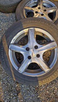 Alu hliníkové disky, ráfky R14 J5,5 s pneu 165/70 - 4