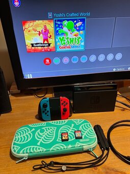 Nintendo Switch V2 Neon Blue & Red + hry Yoshi a HN - 4