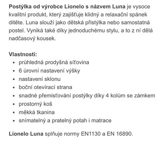 Postýlka Lionelo Luna 2v1 - 4