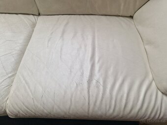 L Shaped white leather couch - 4
