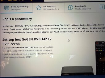Prodam Set-top box GoGEN DVB 142 T2 PVR černý - 4