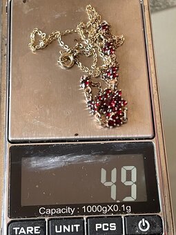 náhrdelník Český granát -pozlatene - 4