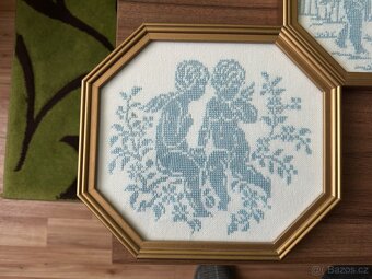 5x vyšívané obrázky (ruční práce), křížková výšivka - 4