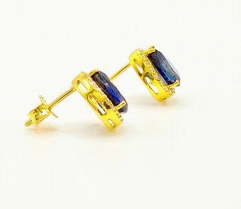 14 Kt. zlaté naušnice se safíry a diamanty - 4