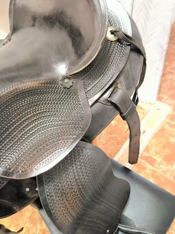 historické sedlo na koně, celokožené, zdobené, kompletní - 4