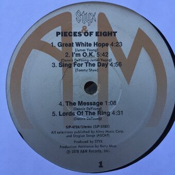 LP STYX-Pieces of Eight,Ex - 4