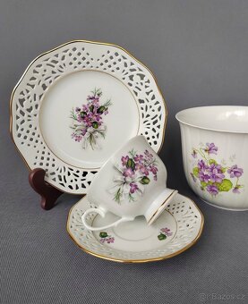 Nádherná porcelánová sada s květinovým dekorem od Schumann - 4