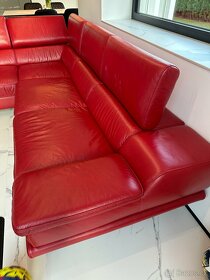Luxusní kožený červený gauč - 4