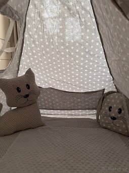 Dětský stan - teepee (týpí) Exclusive s doplňky šedý - 4