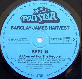 LP deska Barclay James Harvest - Berlin z r.1982/164/ - 4