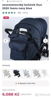 Sourozenecký kočárek Duo 2020 jeans navy blue - 4