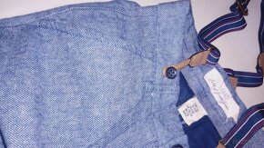 Frajerské teplejší kalhoty s kšandama zn H&M vel.116 - 4