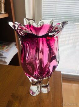 Růžová váza - Hutní sklo - 4