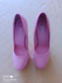 Růžové semišové lodičky vel. 38 na platformě 3cm - 4
