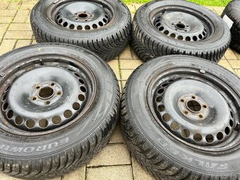 4x plechové disky 5x108 R16, zimní pneu 99% - 4