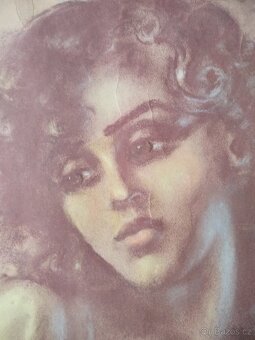 obraz KUDRNATÁ DÍVKA, akt, pastel, nesignováno - 4