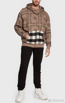 Mikina Karl Kani Patchwork Paisley Full Zip Dark Taupe L - 4