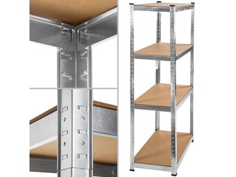 Regál 1800x900x400 mm kovový zinkovaný 4-policový, nosnost 7 - 4