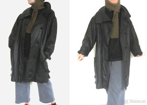 Vintage 80s černý kožený dámský kabát - 4