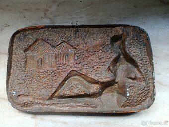 Retro kovová dekorační deska s reliéfem (etno styl) - 4