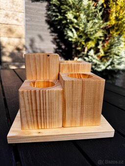 Smrkový masivni svícen – ruční výroba - 4