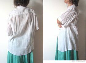 Vintage volná bílá dámská košile s výšivkou - 4