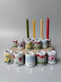Vintage roztomilý porcelánový svícení s květinovým dekorem - 4