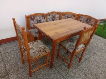 Rustikální jídelní set - lavice, stůl, 2 židle, masívv - 4