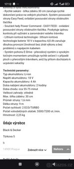 Prodám křovinořez Black Decker bez Aku baterie - 4