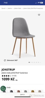 Jídelní židle JONSTRUP šeda/dub - 4