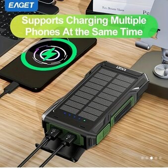 EAGET® Solární/Ruční powerbanka-nabíječka, 10000mAh, 5V/2.1A - 4