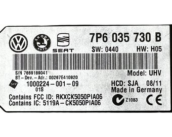 Řídící jednotka bluetooth 7P6035730B VW Passat B7 r.v. 2011 - 4