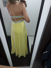 Dlouhe pastelove zlute saty s flitry - 4