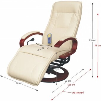 Kožené, elektrické masážní a polohovací křeslo - 4