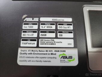 Prodám starší používaný funkční laptop Asus X59SLseri - 4