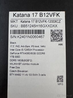 MSI Katana 17, RTX 4060, 144hz, záruka - 4
