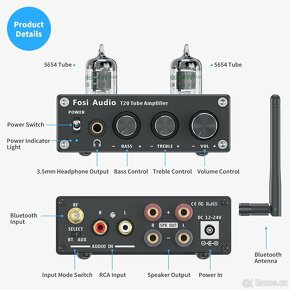 Elektronkový zesilovač 2x50W Fosi T20 Bluetooth - 4