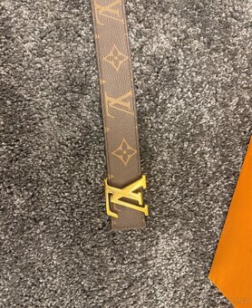 LV Monogram pásek – růžová kůže & canvas, zlatá spona - 4