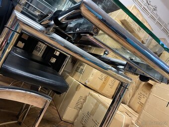 ✅ Jídelní skleněný stůl | rozkládací | chrom/sklo | 6x židle - 4