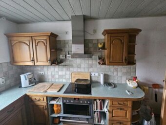 Rustikální dubová linka do U se spotřebiči,6302 - 4