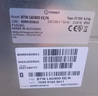 Pračka Indesit BTW L60400 - 4