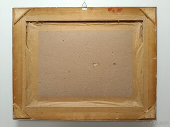 Obraz - Louka u lesa, originální olej na desce 80x60 - 4