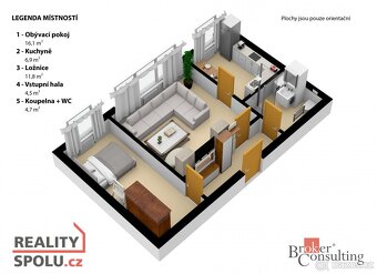 Pronájem, byty/2+1, 44 m2, Pražského 635/36, Hlubočepy, 1520 - 4